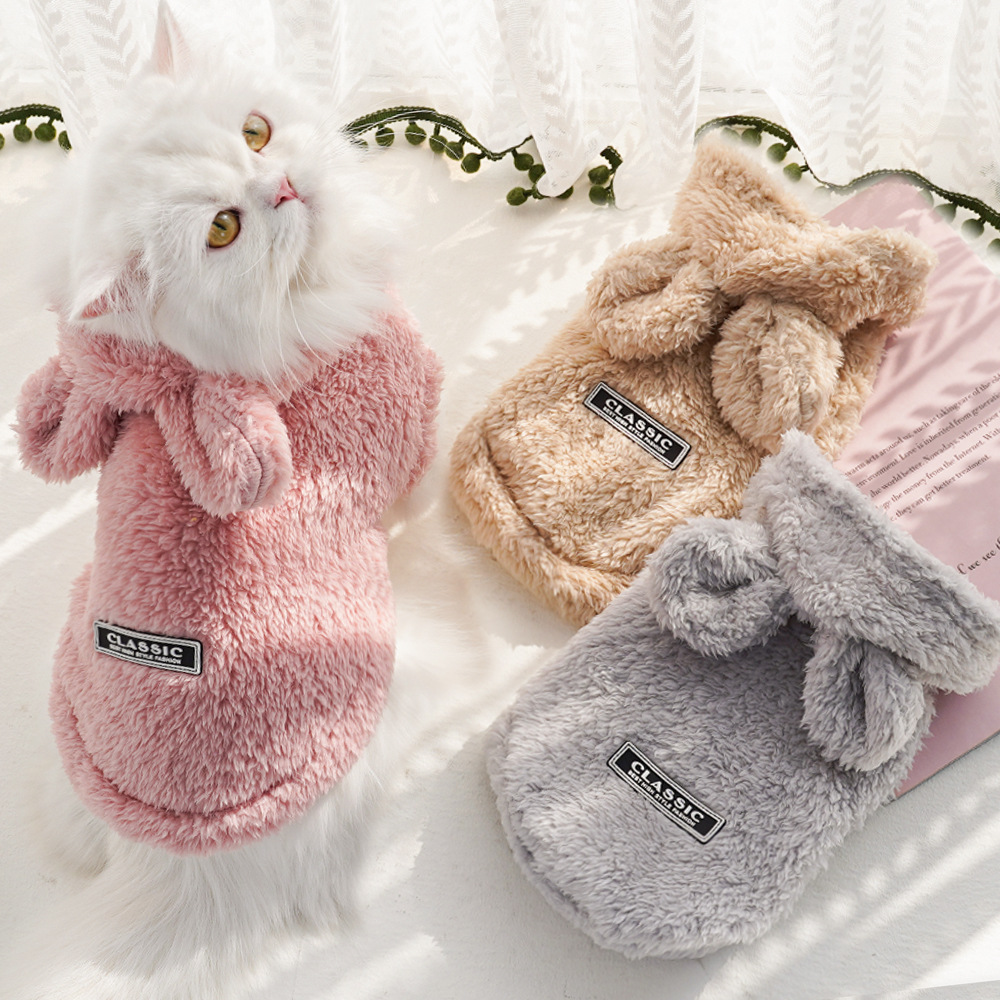 Fleece Hoodie Lined - Rabbit Ear Comfortable Cotton Fleece Hooded