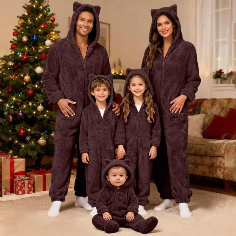 Fleece Hoodie Lined - Fleece Plush Warm Pajamas for Family