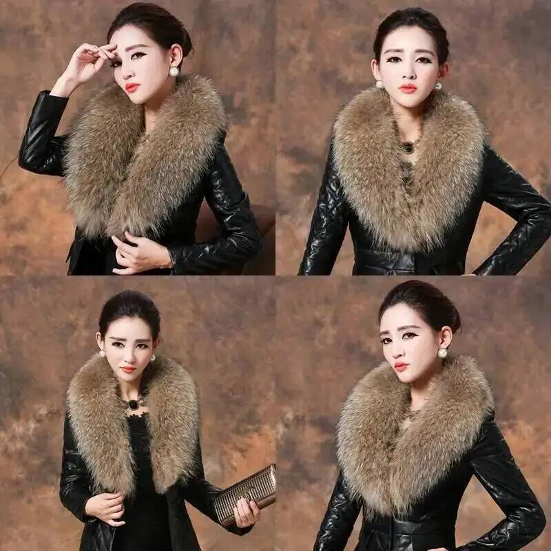 Natural Raccoon Fur Collar Rea - Winter Clothing For Sale ulasan dan harga