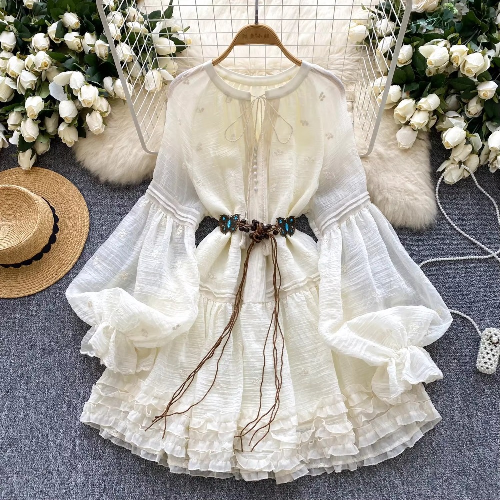 Sweet Embroidered O-neck Lace- - Winter Clothing Dress Up ulasan dan harga
