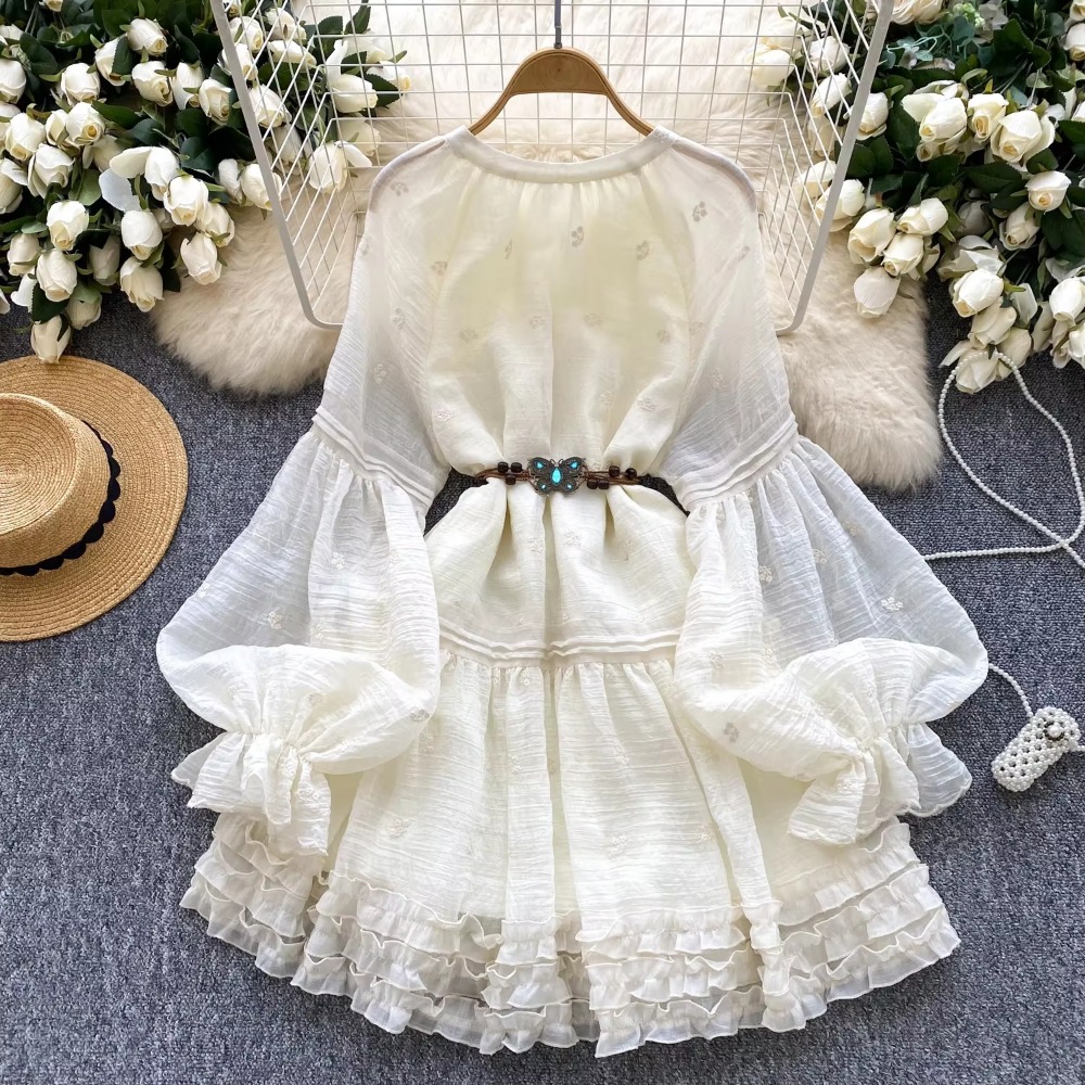 Sweet Embroidered O-neck Lace- - Winter Clothing Dress Up ulasan dan harga