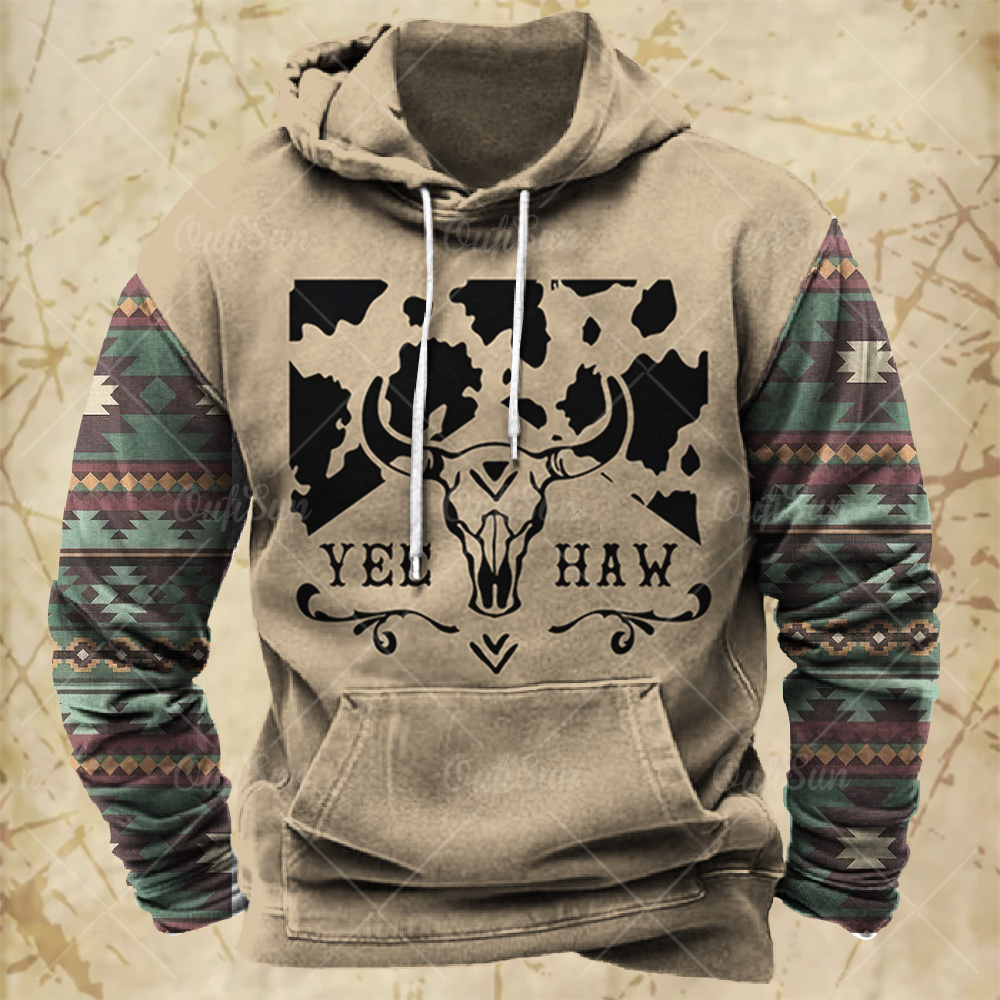 Men Hooded Vintage Print  Swea - Winter Clothes Shop ulasan dan harga