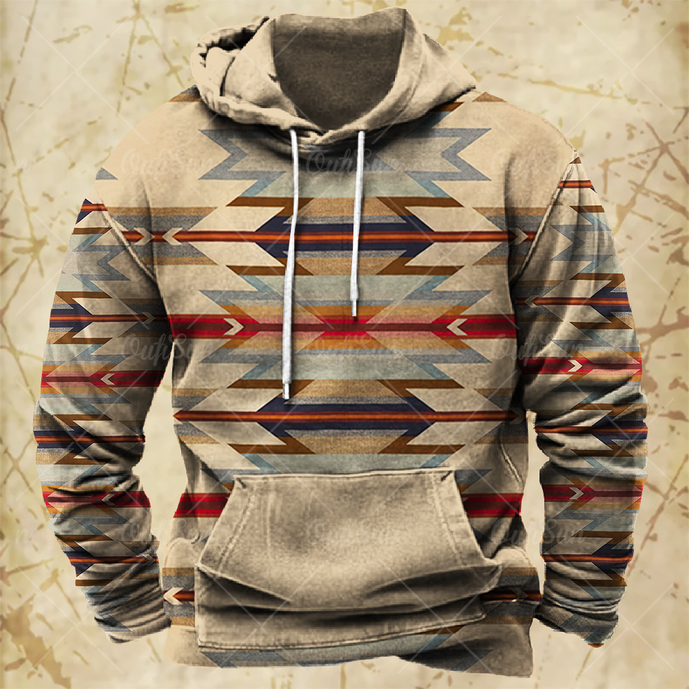 Men Hooded Vintage Print  Swea - Winter Clothes Shop ulasan dan harga