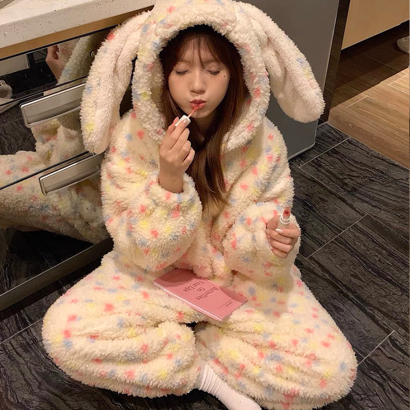 Thickened Winter Pajamas Onesi - Fleece Hoodie Lined ulasan dan harga