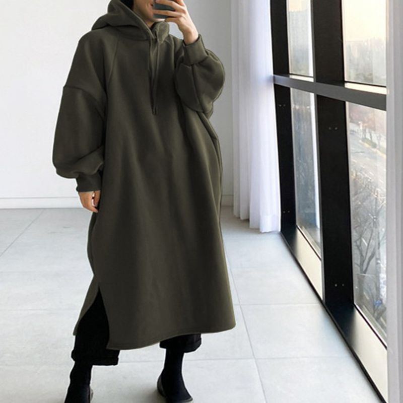 Autumn and winter 150KG ladies - Fleece Hoodie Lined ulasan dan harga