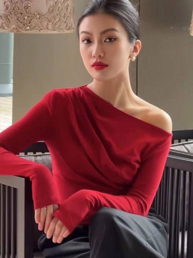 Slim Plain 2025 Off Shoulder C - Winter Clothing On Sale Women'S ulasan dan harga
