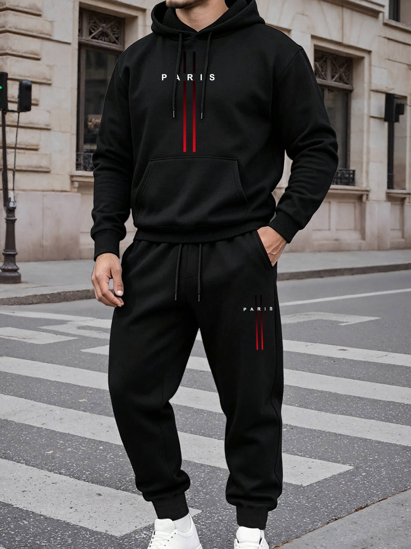 Men Paris Graphic Print Hoodie - Fleece Hoodie Lined ulasan dan harga