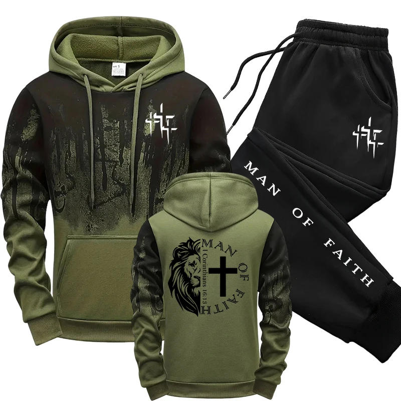 Man of Faith Pattern Men's Set - Winter Clothing ulasan dan harga