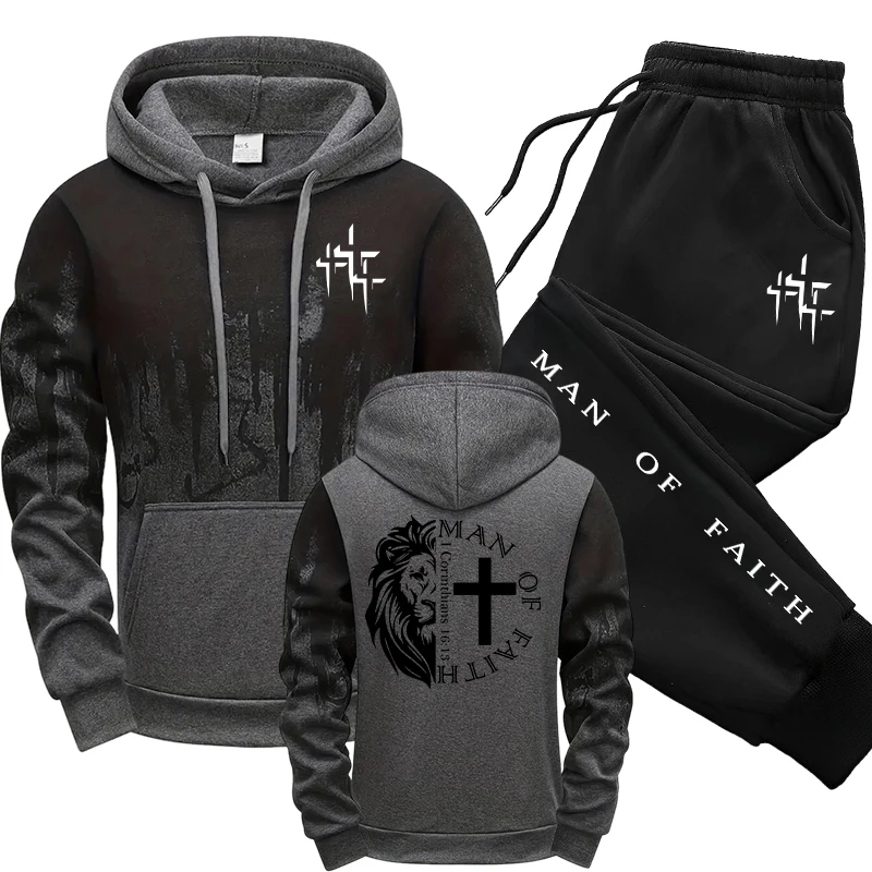 Man of Faith Pattern Men's Set - Winter Clothing ulasan dan harga