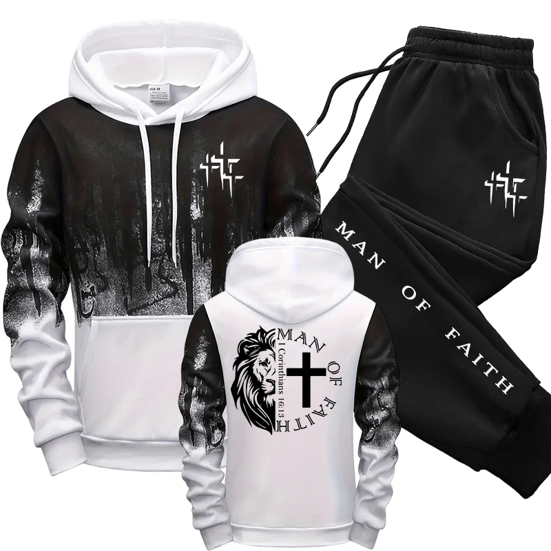 Man of Faith Pattern Men's Set - Winter Clothing ulasan dan harga