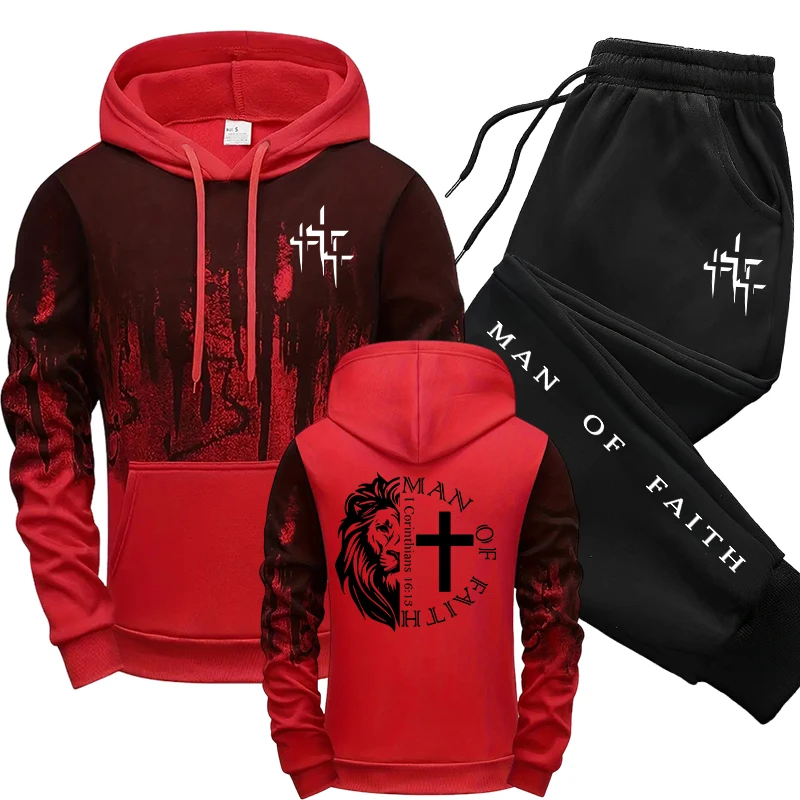 Man of Faith Pattern Men's Set - Winter Clothing ulasan dan harga